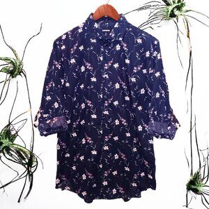 Express ★ Men's Casual Button-Up Dress Shirt ★ Pa'aeka Hawaiian Floral Print